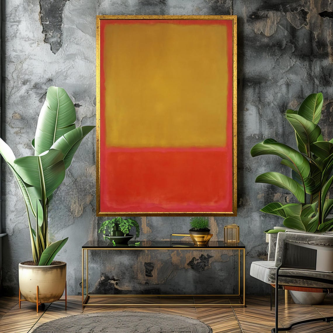 Mark Rothko Style Golden Ochre And Rich Red Abstract Art Poster - Image 4