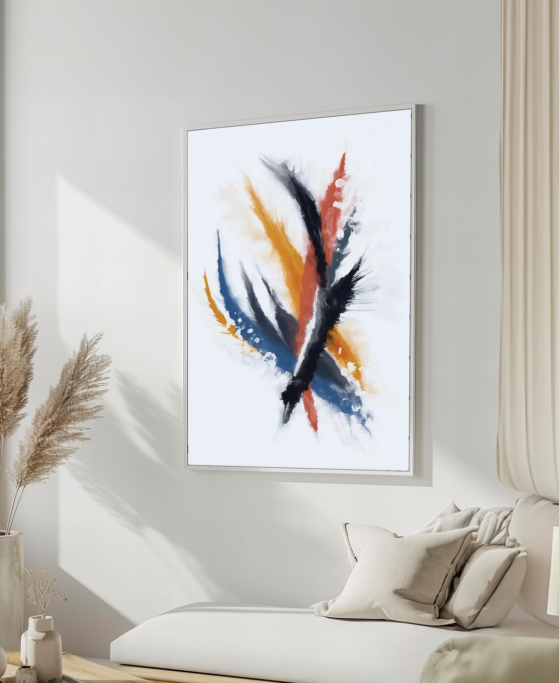 Dynamic Abstract Brushstroke Painting, Modern Art Gift