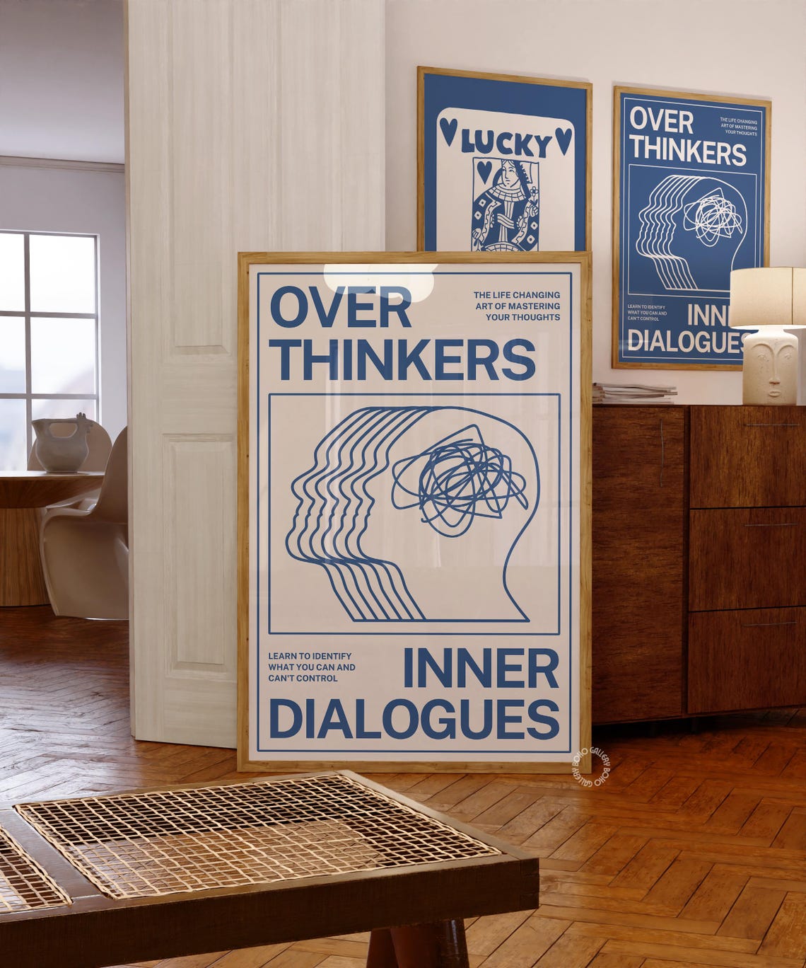Over Thinkers Inner Dialogues Mind Blue Typography Quote Poster