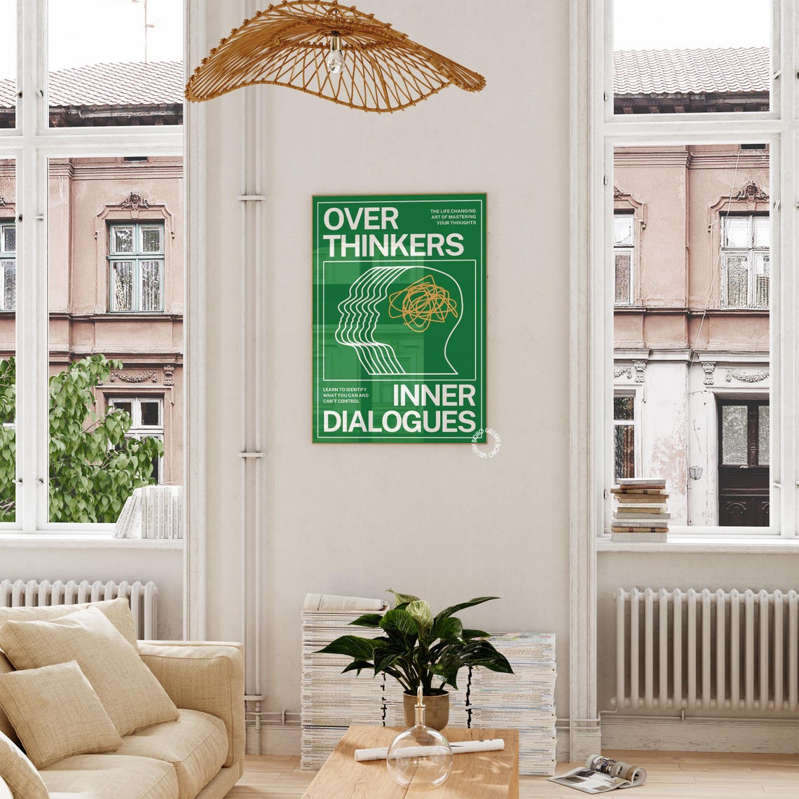 Over Thinkers Inner Dialogues Green Mindfulness Quote Poster - Image 2