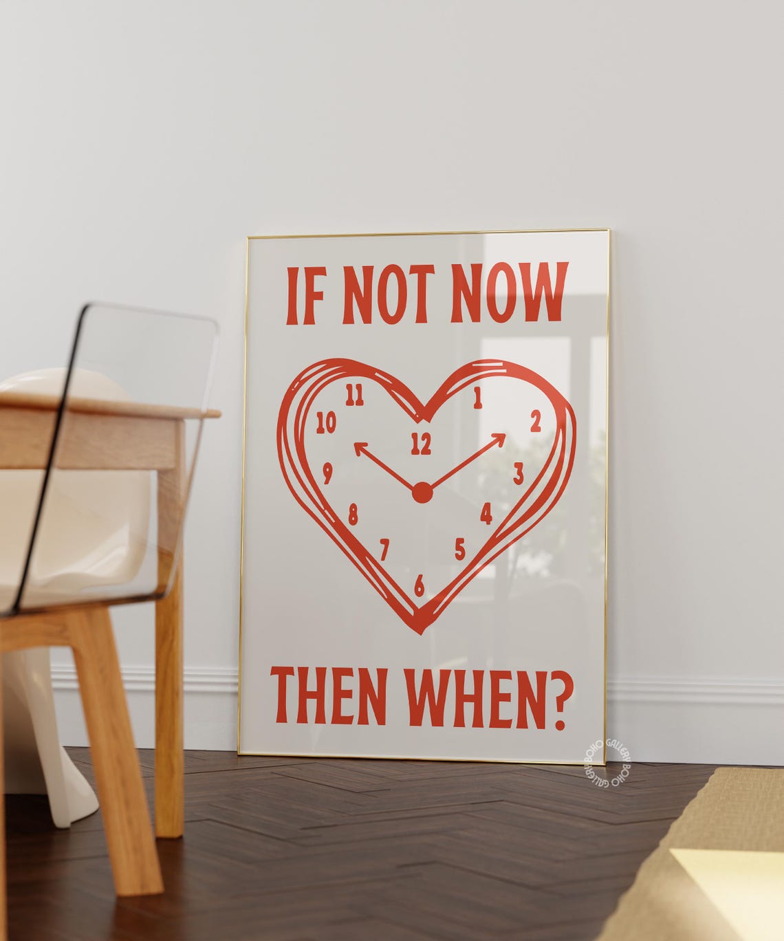 If Not Now Then When Red Heart Clock Retro Motivational Poster - Image 3