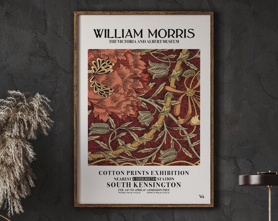 William Morris Honeysuckle Bloom Crimson Exhibition Museum Poster