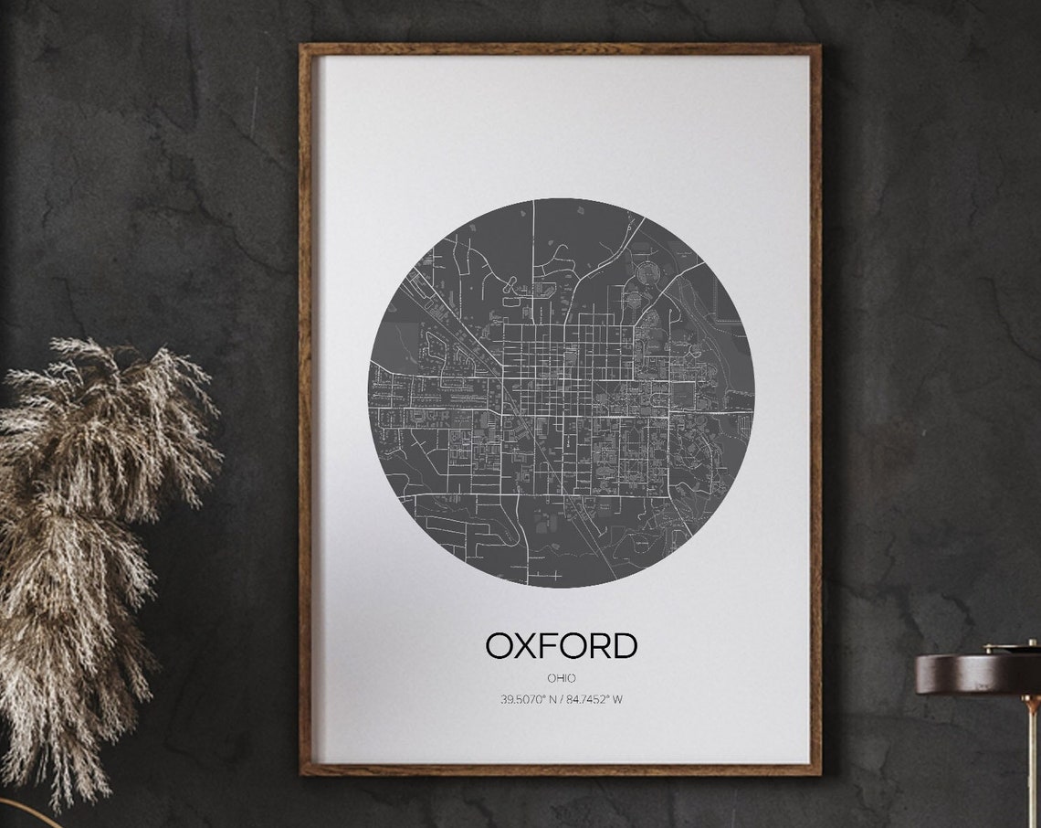 Oxford Map, Modern City Travel Poster