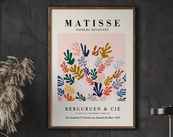 Matisse Cutouts Exhibition Poster Colorful Plants Collage Blush Premium Posters Ideal Gift Vintage Art Living Room