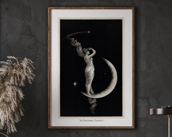 Moon And Woman Poster The Universal Favorite 1899 Celestial Wall Art Vintage Reproduction Picture Print Instant