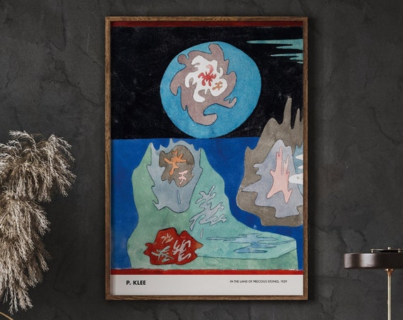 Paul Klee Poster In The Land Of Precious Stones 1929 Exhibition Abstract Art Mid Century Artists Print