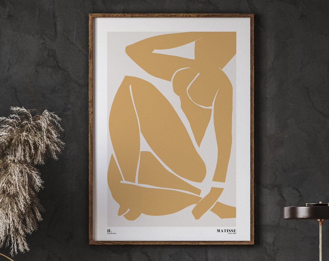 Henri Matisse Ochre Nude Cutout Modernist Exhibition Wall Art