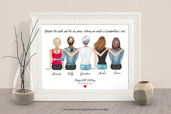 Happy 60th Birthday Print Grandma Family Women Back View Celebration