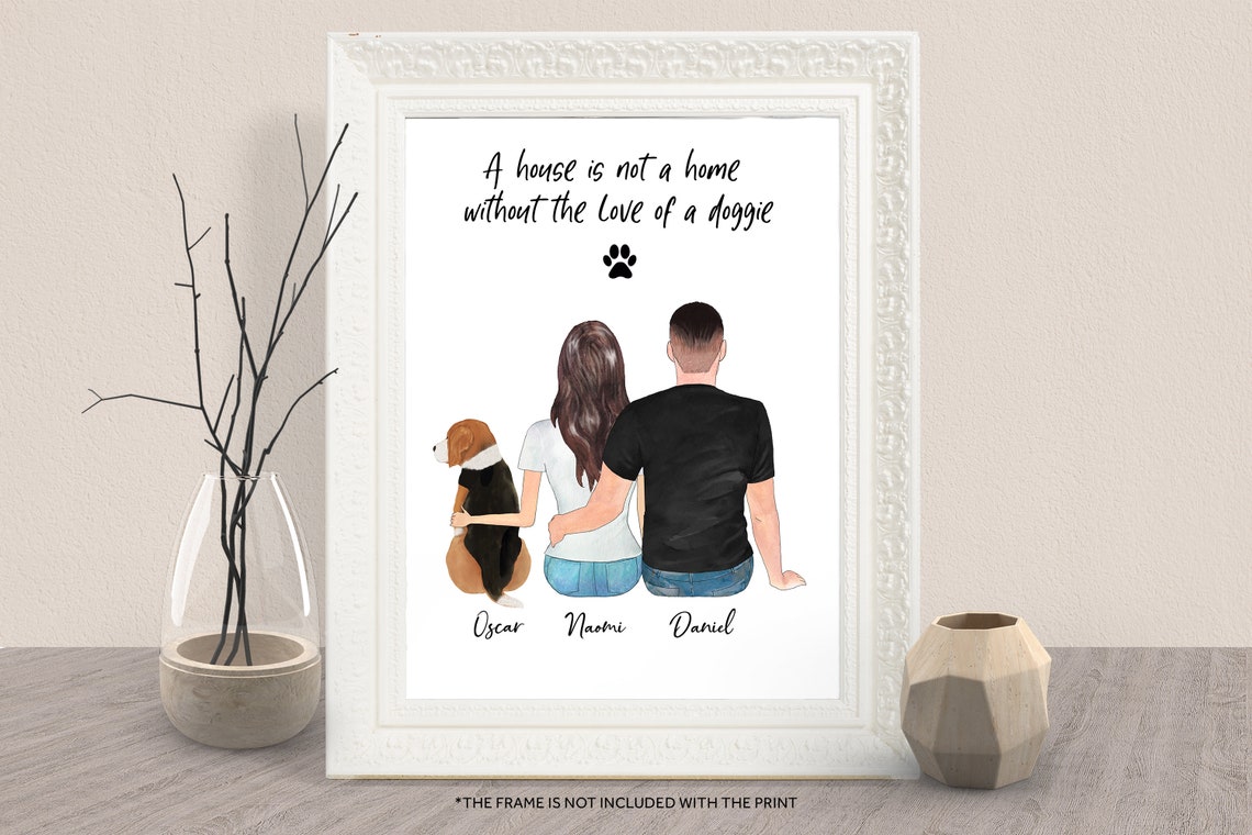 Family Dog Portrait Custom Dog Owner Gift Dog Portrait Family Personalised Gift Personalised Pet Print Pet Gift Dog Lover Gift Dog Mom Gift