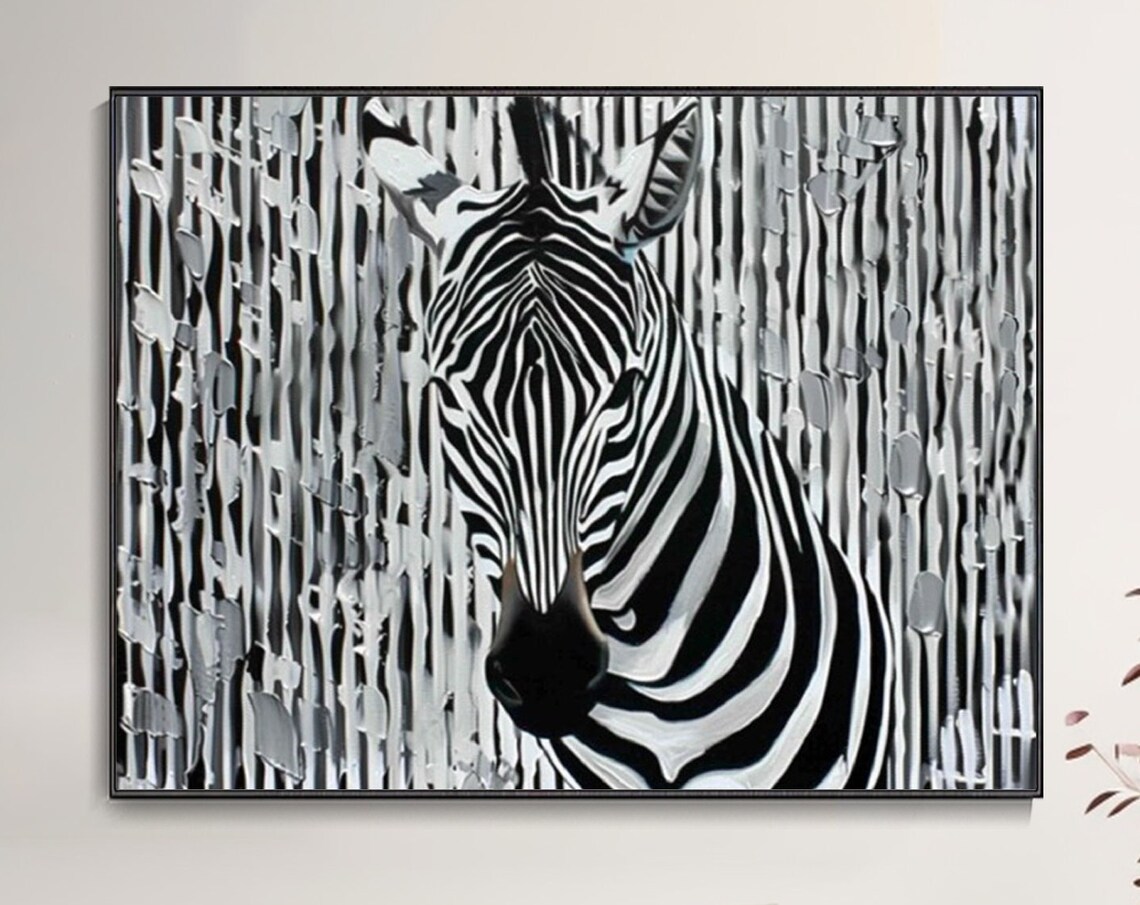 Zebra Portrait Black And White Striped Wildlife Animal Art Poster