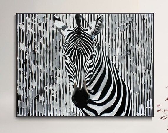 Zebra Portrait Black And White Striped Wildlife Animal Art Poster