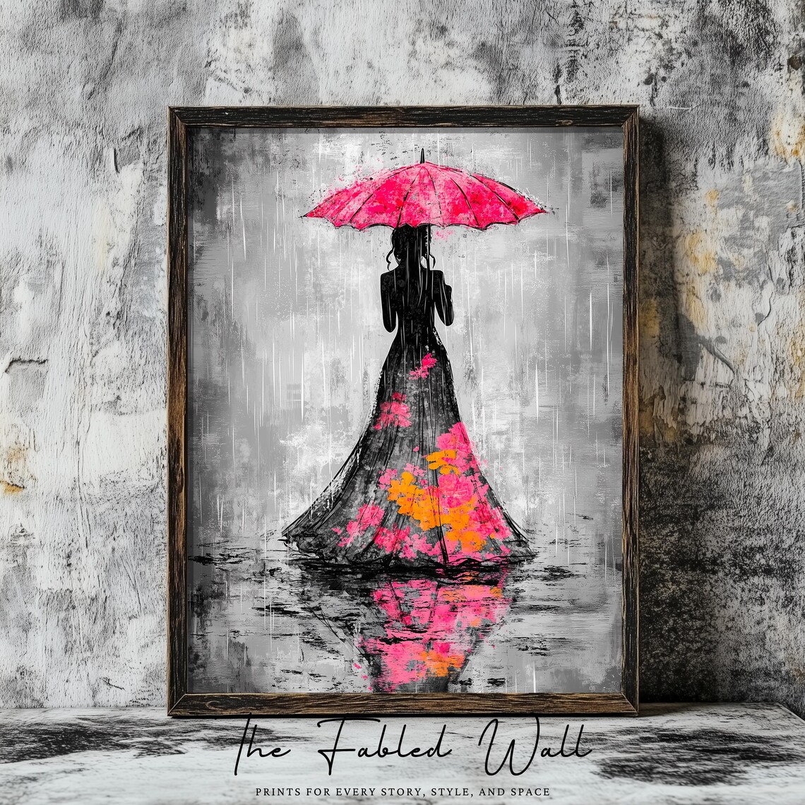 Melancholy Elegance Moody Abstract Woman With Umbrella - Image 2