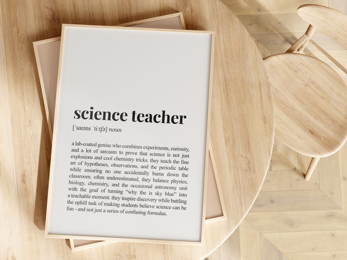 Science Teacher Dictionary Definition Poster Funny Classroom Gift - Image 2