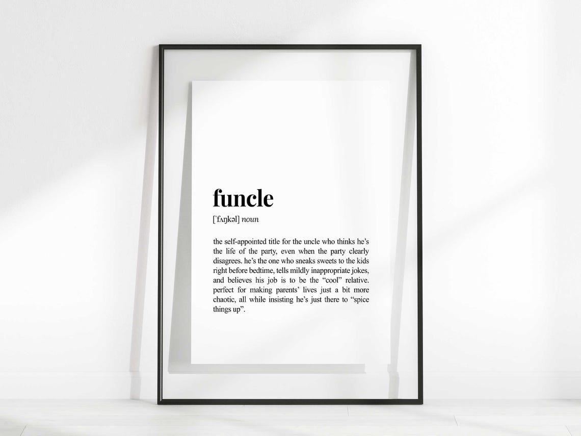 Funcle Definition Funny Dictionary Style Uncle Wall Art Gift - Image 2