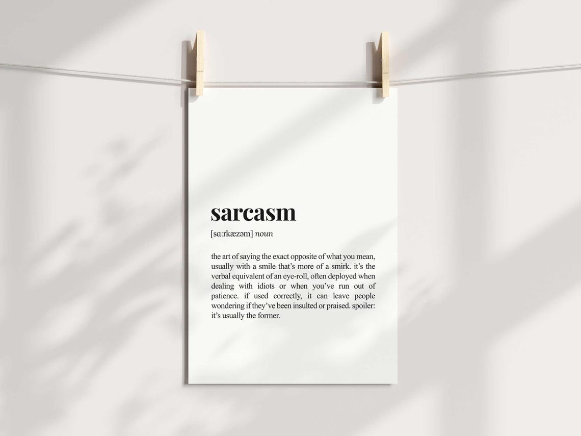Sarcasm Definition Funny Sarcastic Wit Dictionary Style Poster - Image 3