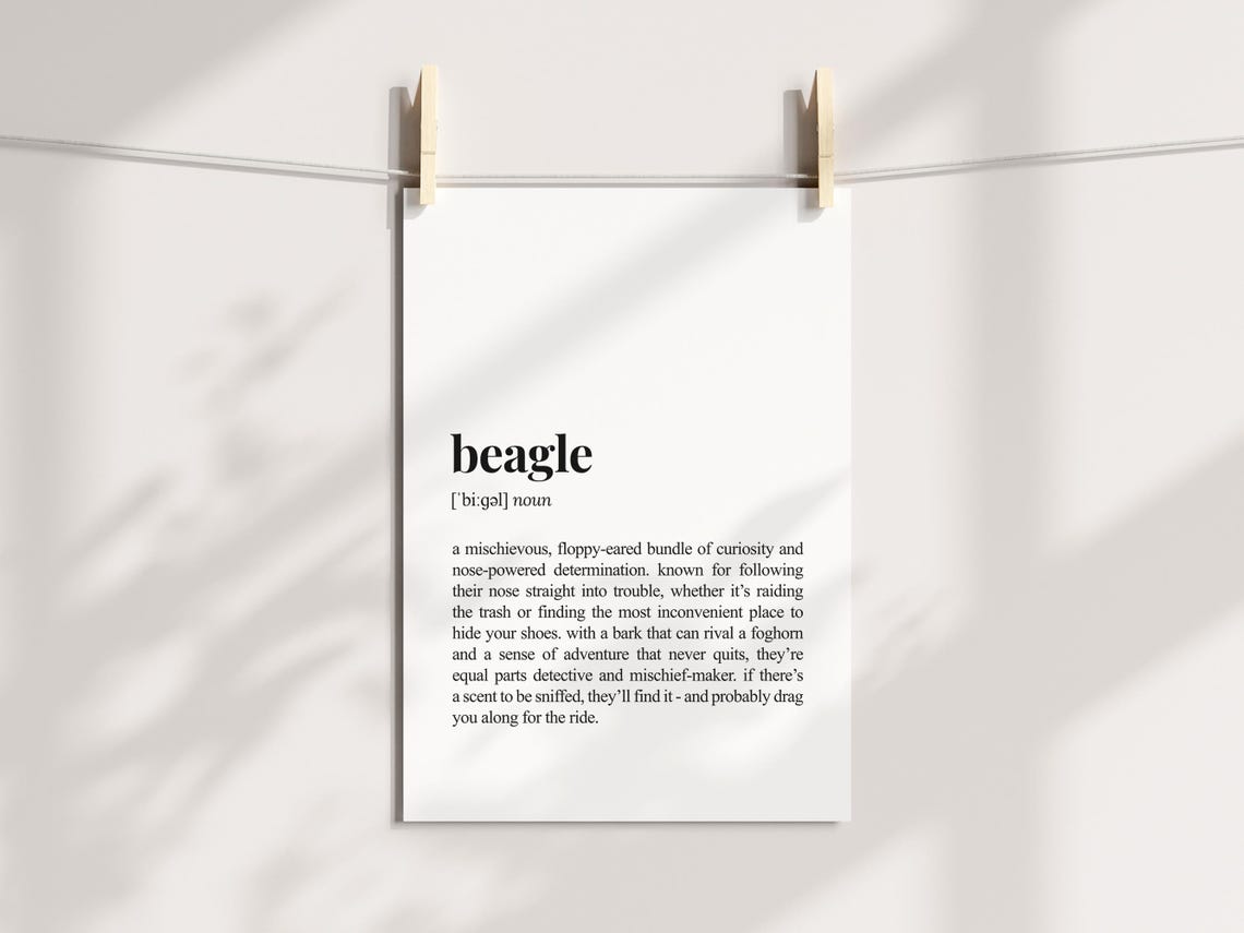Beagle Dog Dictionary Definition Poster Funny Curious Hound Gift - Image 3