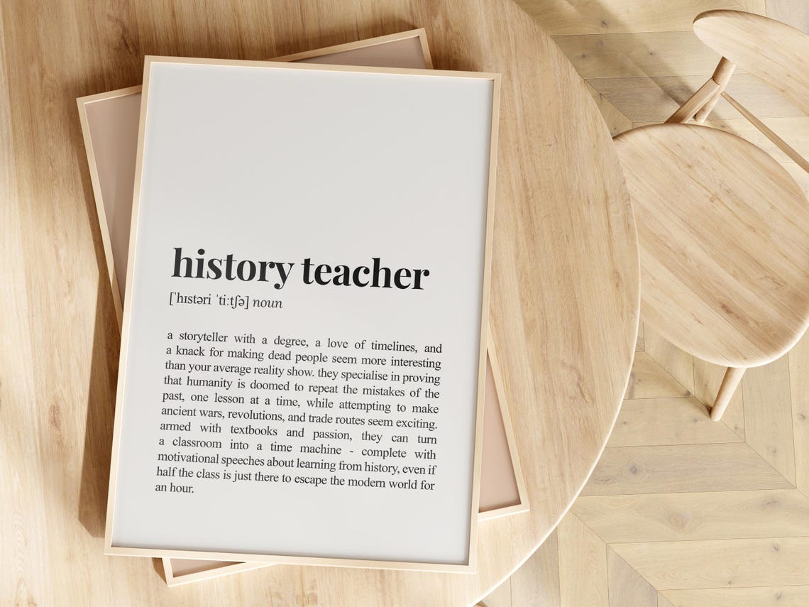 History Teacher Dictionary Definition Poster Funny Classroom Gift - Image 2