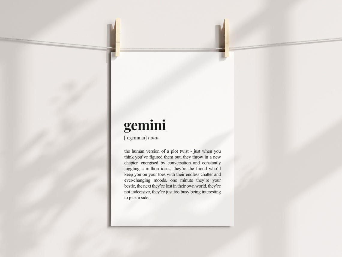 Gemini Zodiac Sign Funny Astrology Definition Dictionary Poster - Image 3