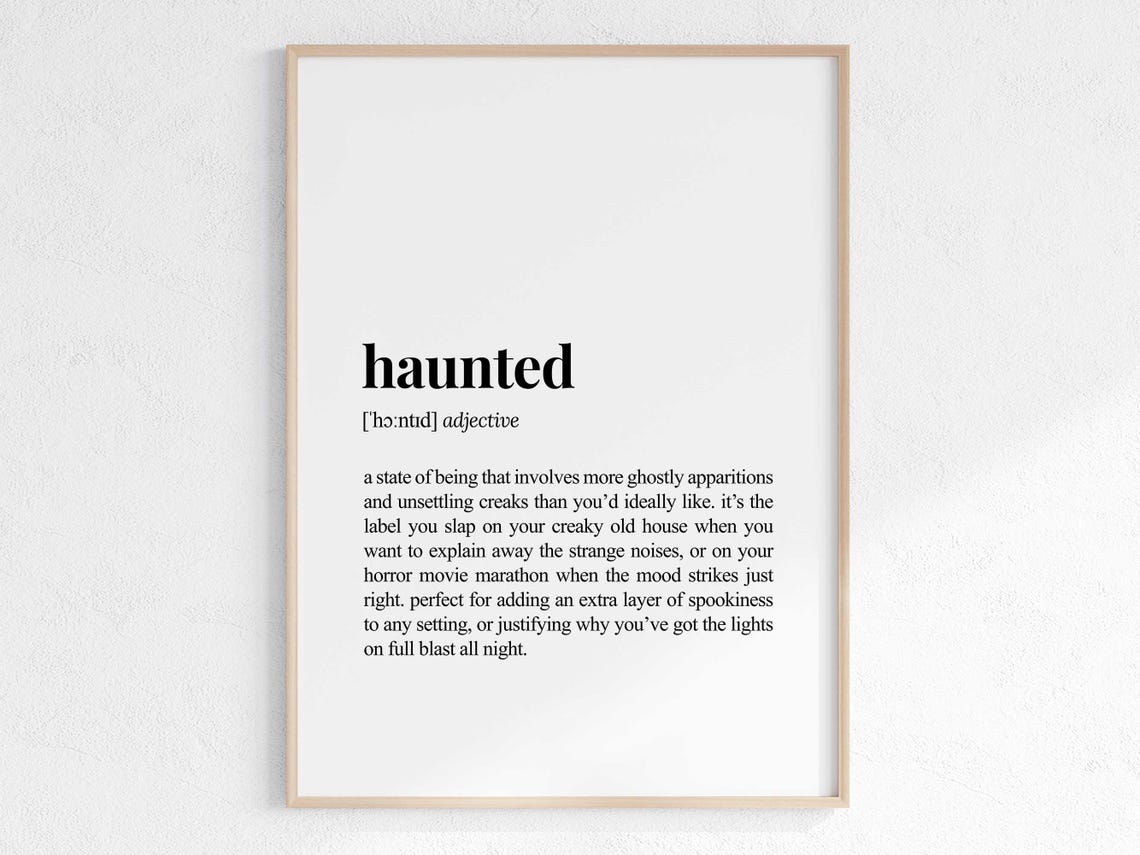 Haunted Definition Funny Dictionary Style Halloween Wall Art