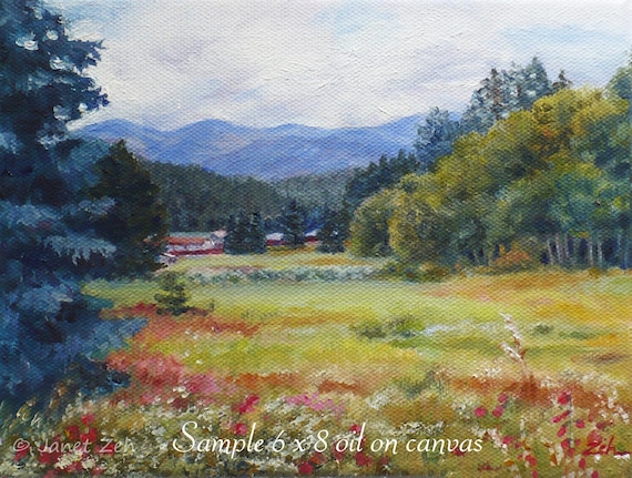 Small Custom Oil On Landscape Painting From Photo Nature Trees Mountains River Art Commission Artwork By Janet Zeh Original Art