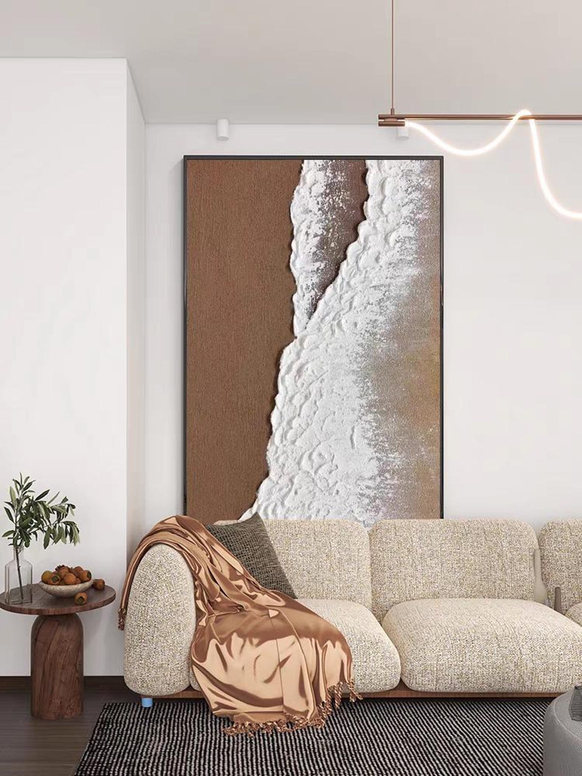 Aerial Textured Ocean Wave Foam Sweeping Over Brown Sand Poster - Image 2