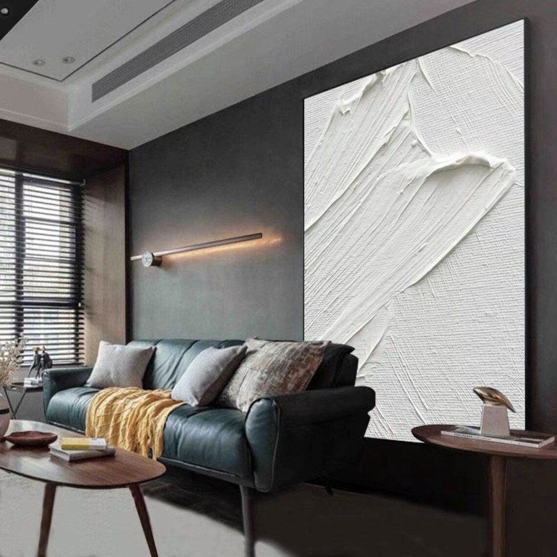 Plain White Hand Painted Minimalist Abstract Art Large Thick Textured Painting Original Modern Acrylic On Minimal Style Artwork - Image 2