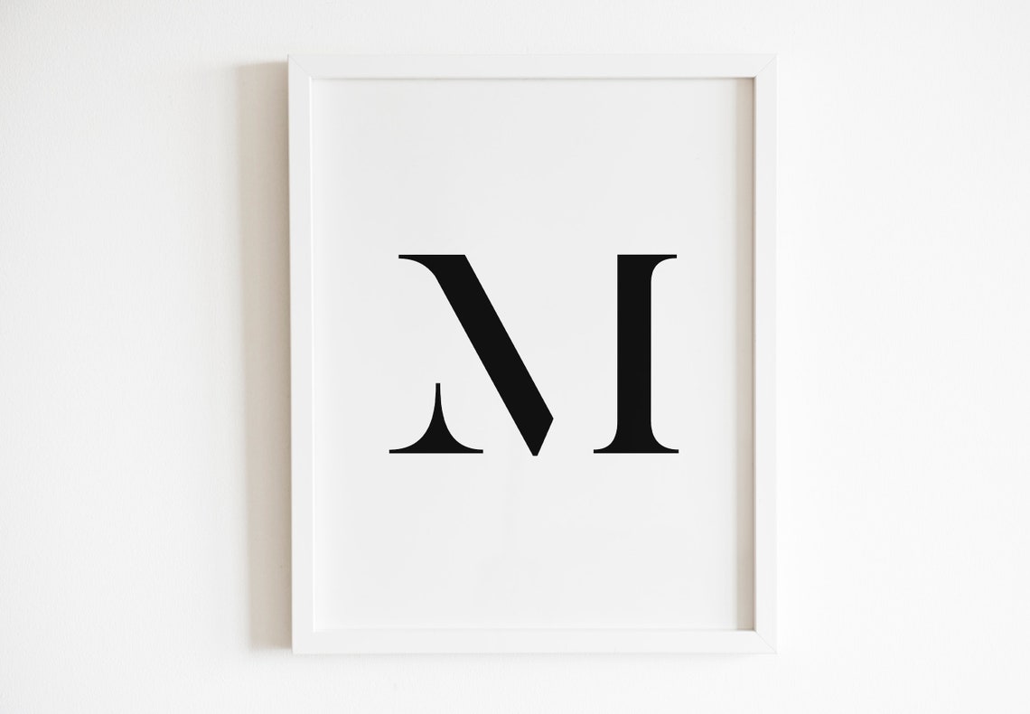 Letter M Modern Serif Monogram Initial Typography Wall Poster