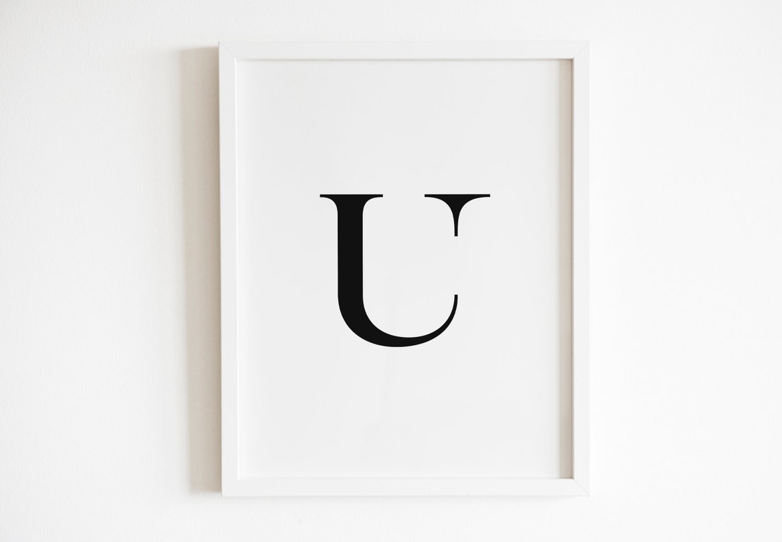 Letter U Modern Serif Monogram Initial Typography Wall Poster