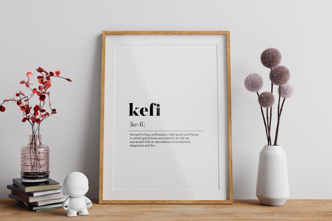 Kefi Dictionary Definition Greek Joy Word Meaning Celebration Wall Art - Image 2