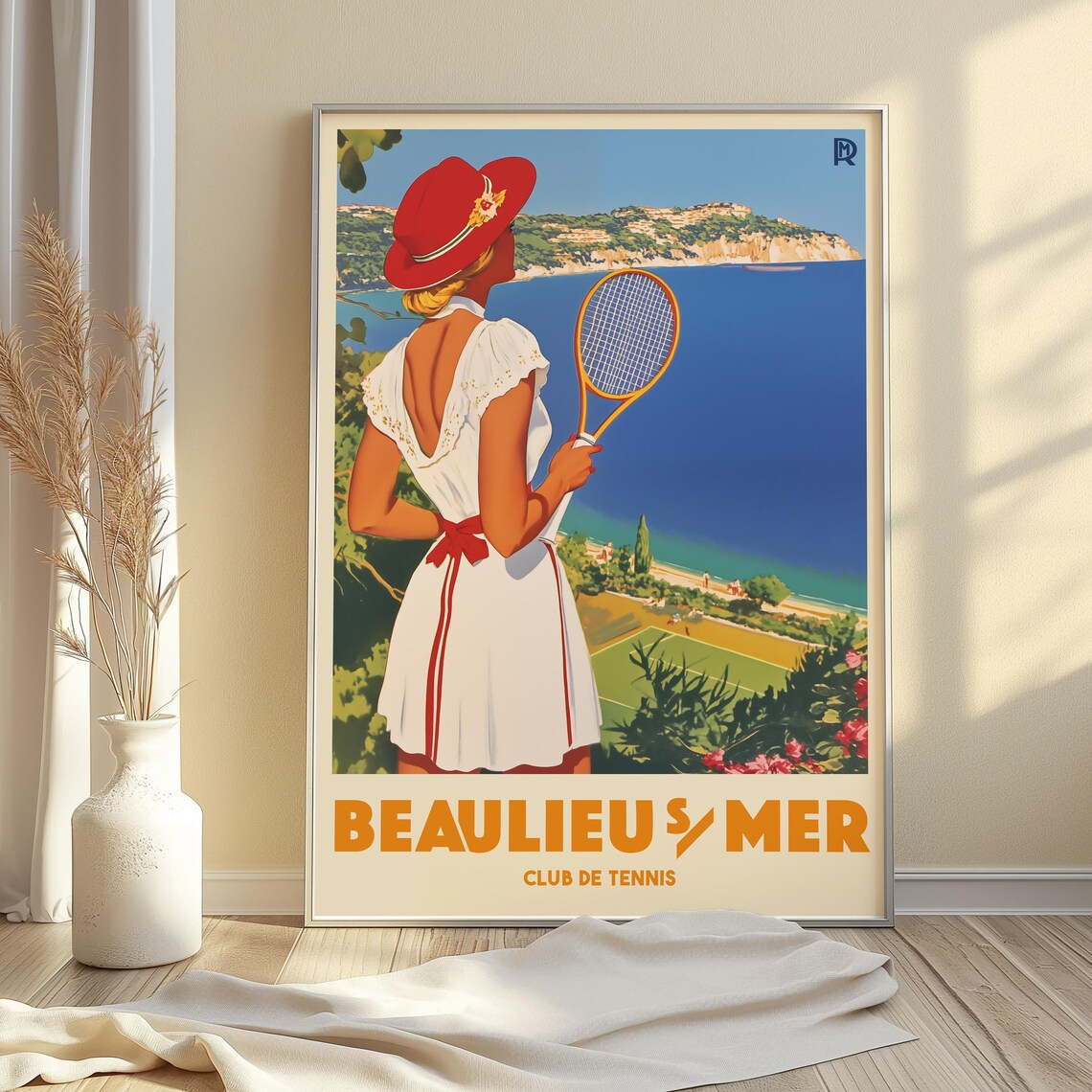 Beaulieu Sur Mer Tennis Club Vintage Poster French Riviera Sports Art