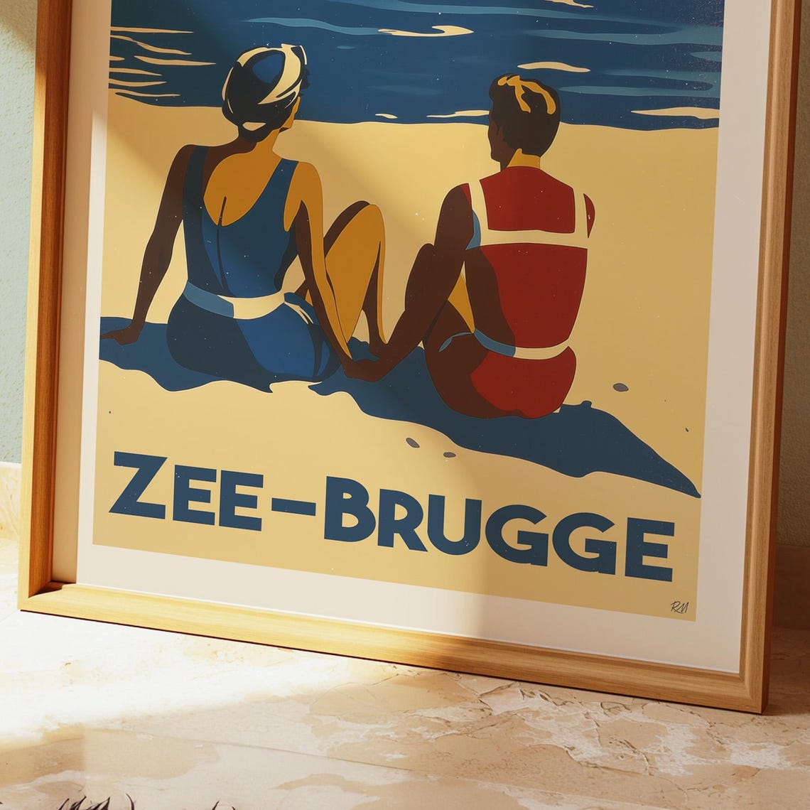 Zee Brugge Belgian Coast Beachgoers Sailboat Art Deco Poster - Image 4