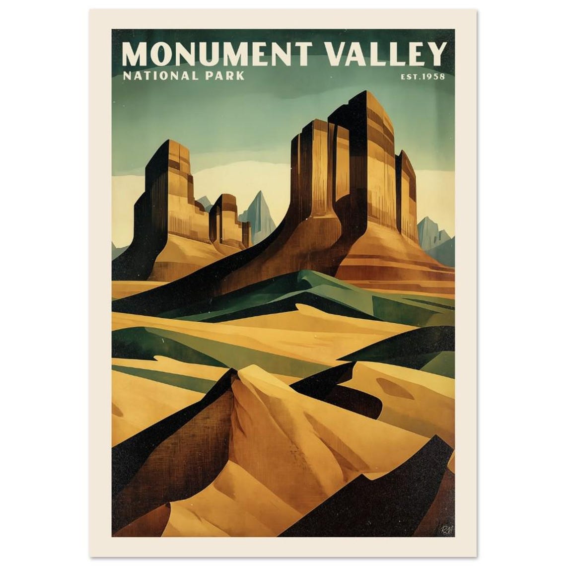 Monument Valley National Park Cubist Desert Mesas Vintage Poster - Image 4