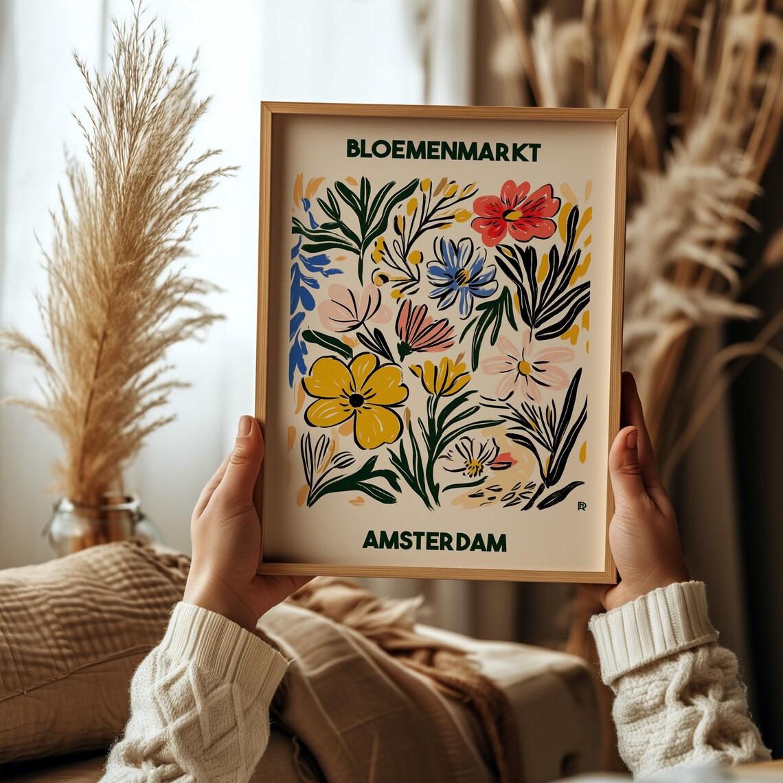 Amsterdam Bloemenmarkt Flower Market Vintage Floral Poster Art Scene - Image 3