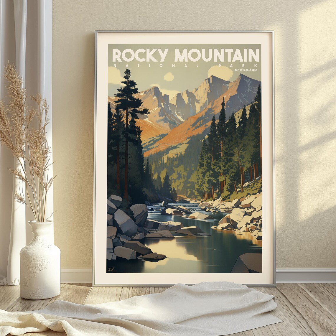 Rocky Mountain National Park Art Print Serene River Valley Poster
