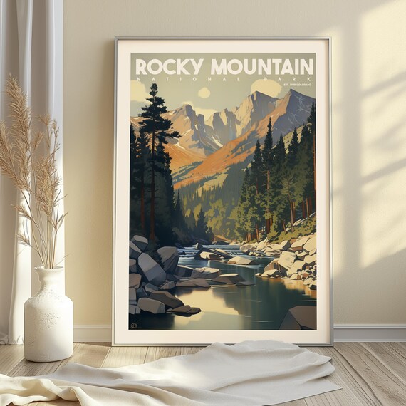 Rocky Mountain National Park Art Print Serene River Valley Poster
