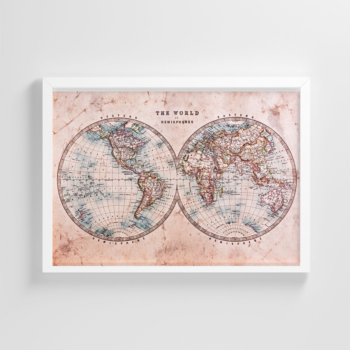 Hemisphere Vintage World Map, Stylish Home Decoration
