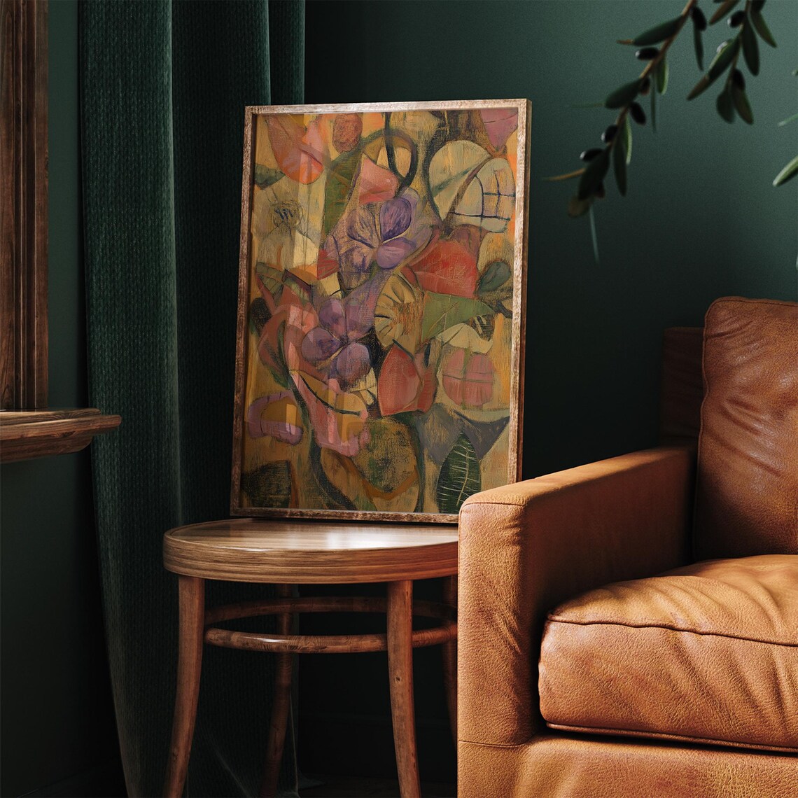 Abstract Colorful Floral Bouquet Oil Painting Modern Aesthetic Print - Image 2