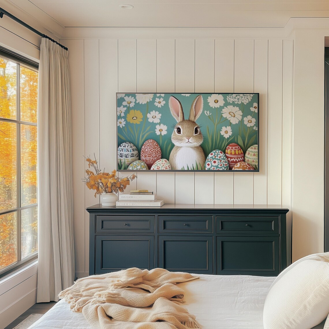 Easter Bunny Painting, Retro Spring Rabbit Decor - Image 4
