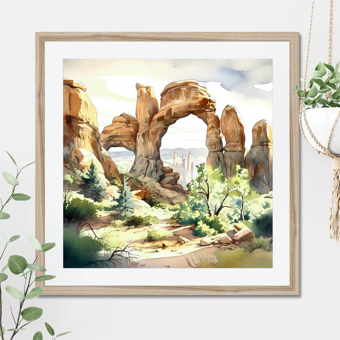 Arches National Park Double Arch Sandstone Desert Painting Poster - Image 2