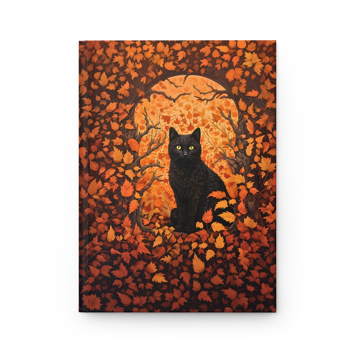 Black Cat Journal, Autumn Halloween Fall Leaves