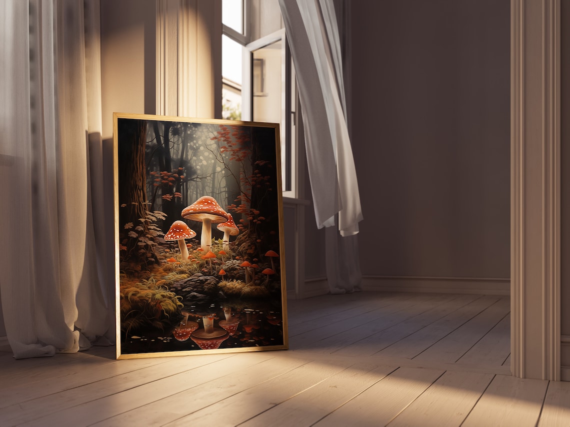 Moody Mushrooms Woodland Art Print, Dark Academia - Image 3