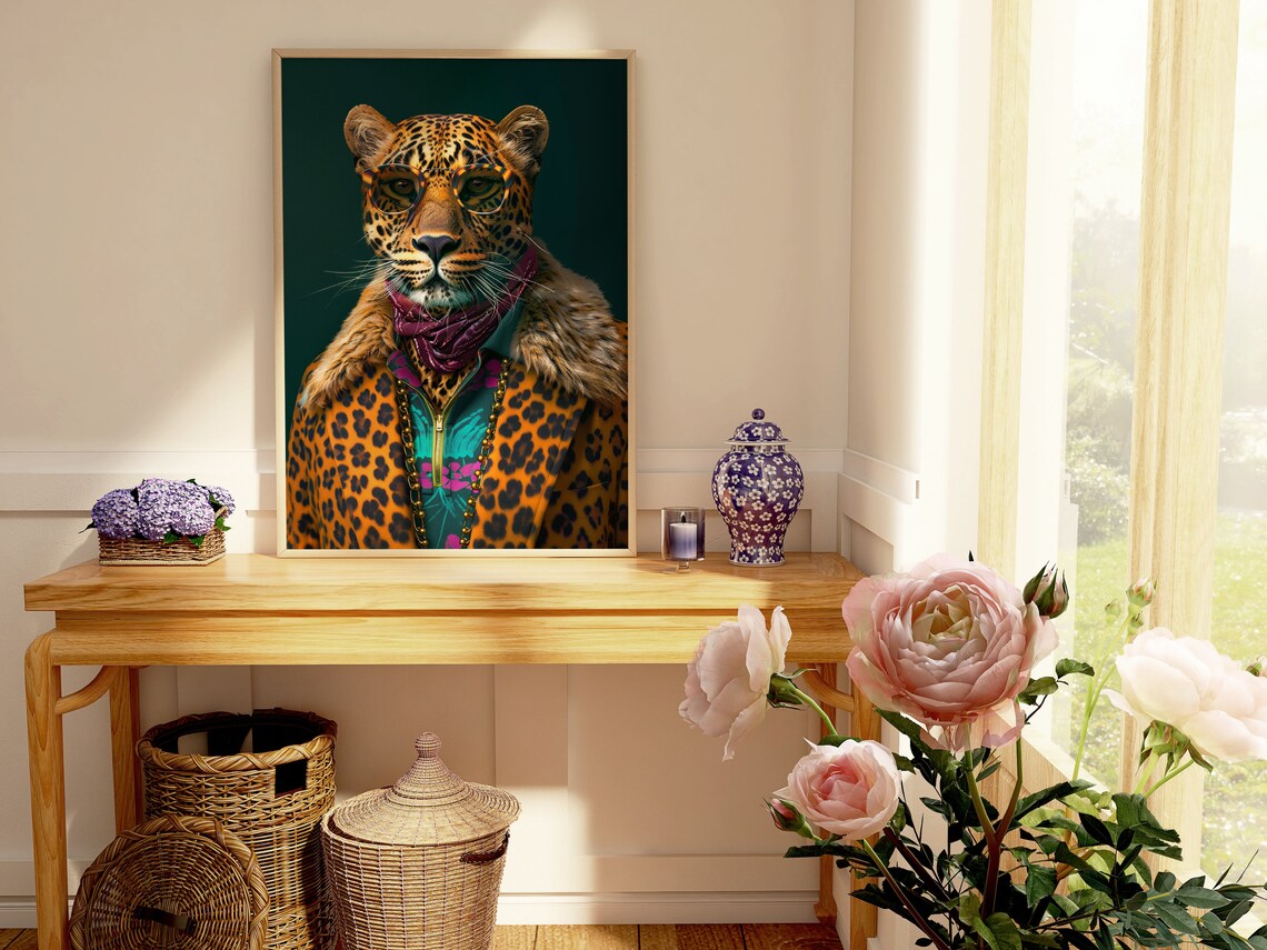 Leopard in Sunglasses, Maximalist Animal Portrait - Image 4