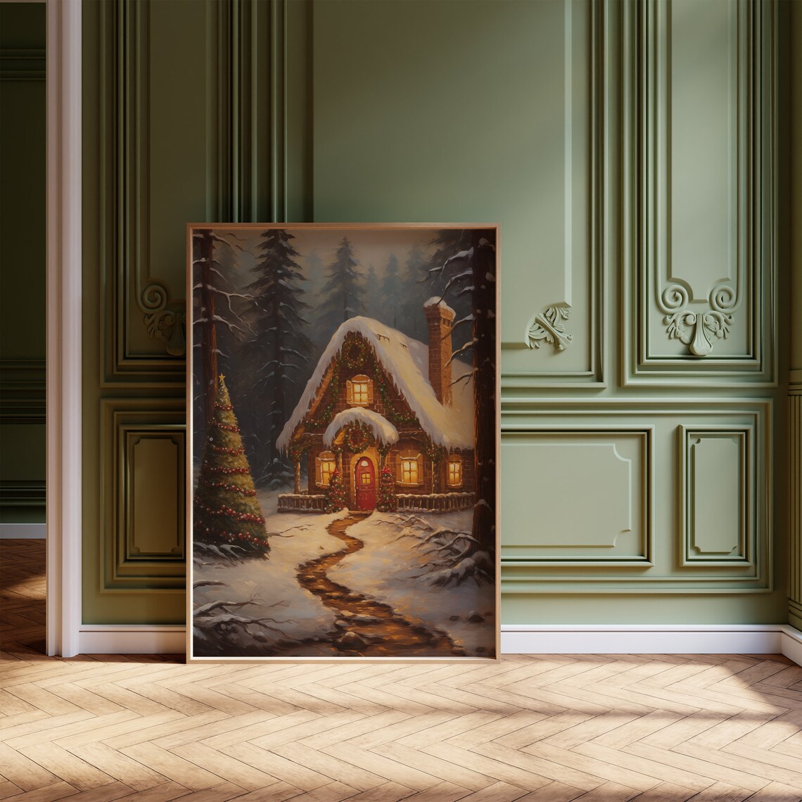 Gingerbread Cottage Woodland Scene Art Print - Image 2