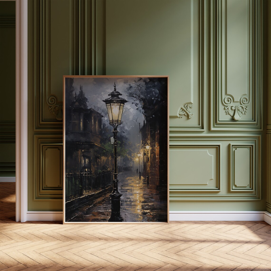 Victorian Street Lamp Moody Art Print, Dark Academia - Image 4