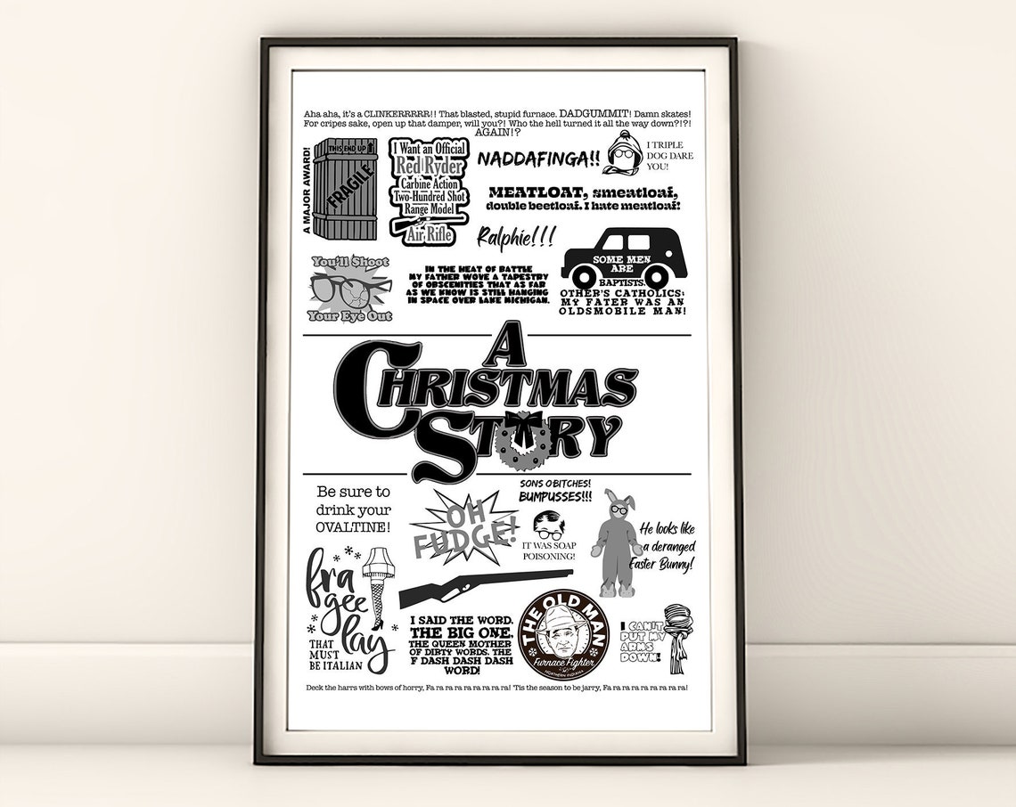 A Christmas Story Movie Quotes Poster 18x24 Inches Your Favorite Quotes From Your Favorite Christmas Movie