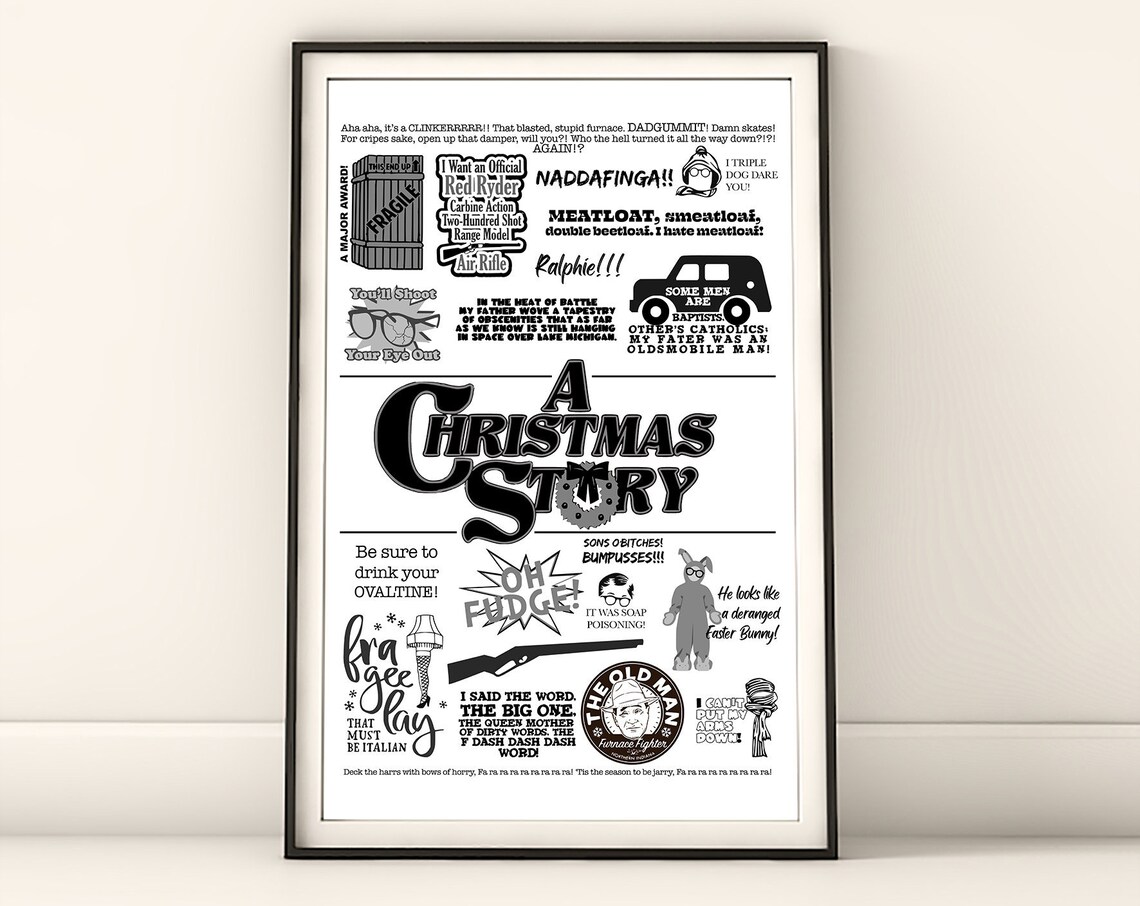 A Christmas Story Movie Quotes Word Cloud Collage Film Poster