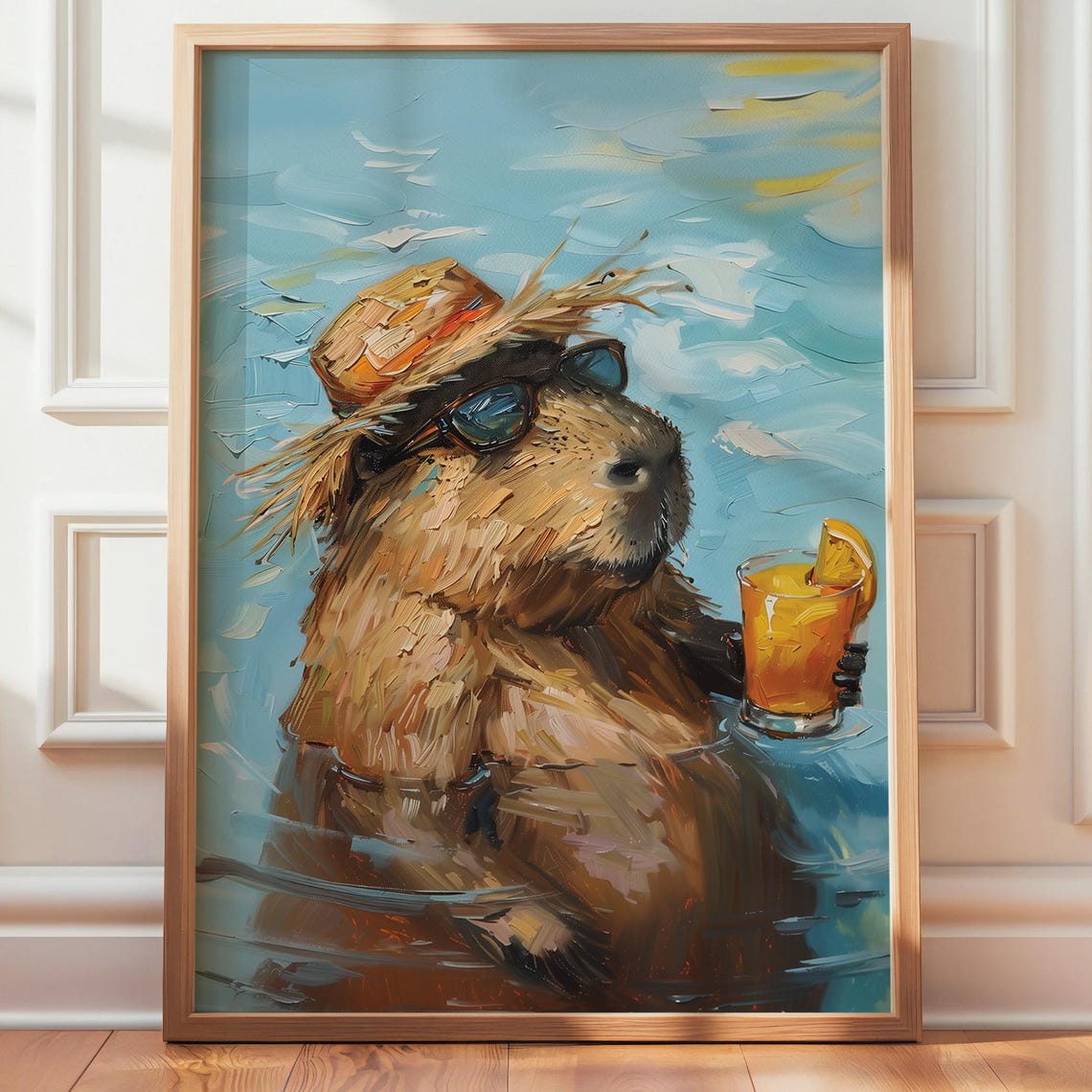 Funny Capybara Pool Party With Sunglasses Cocktail Summer Poster