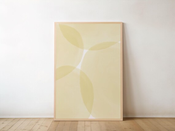 Pastel Yellow Abstract Wall Decor Minimal Modern Art Geometric Shape Poster Soft Color Scandinavian Style