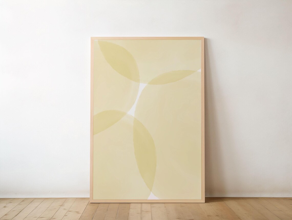 Pastel Yellow Abstract Wall Decor Minimal Modern Art Geometric Shape Poster Soft Color Scandinavian Style