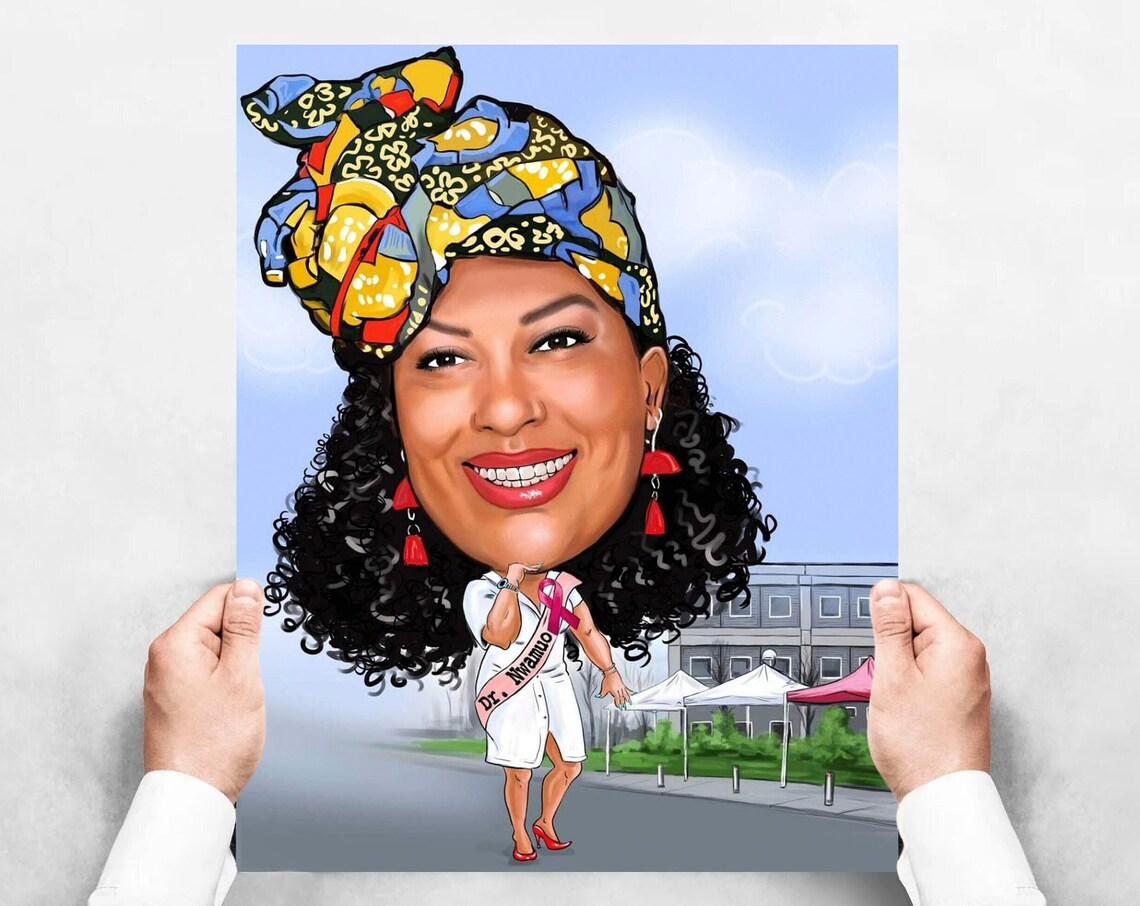 Custom Caricature Portrait From Photo Vibrant Doctor Gift Poster